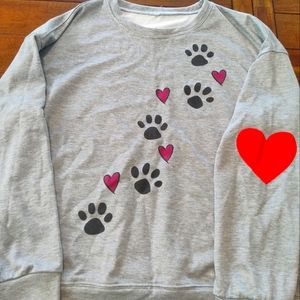 Dog paw print and hearts sweatshirt